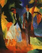 August Macke People by a Blue Lake oil on canvas
